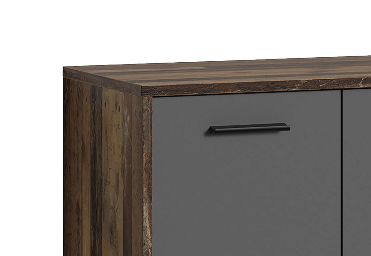 Schuhkommode BEN Eiche Old Wood Nachbildung anthrazit B/H/T: ca. 63x83x35 cm BEN - Eiche/anthrazit (63,00/83,00/35,00cm) - byLIVING