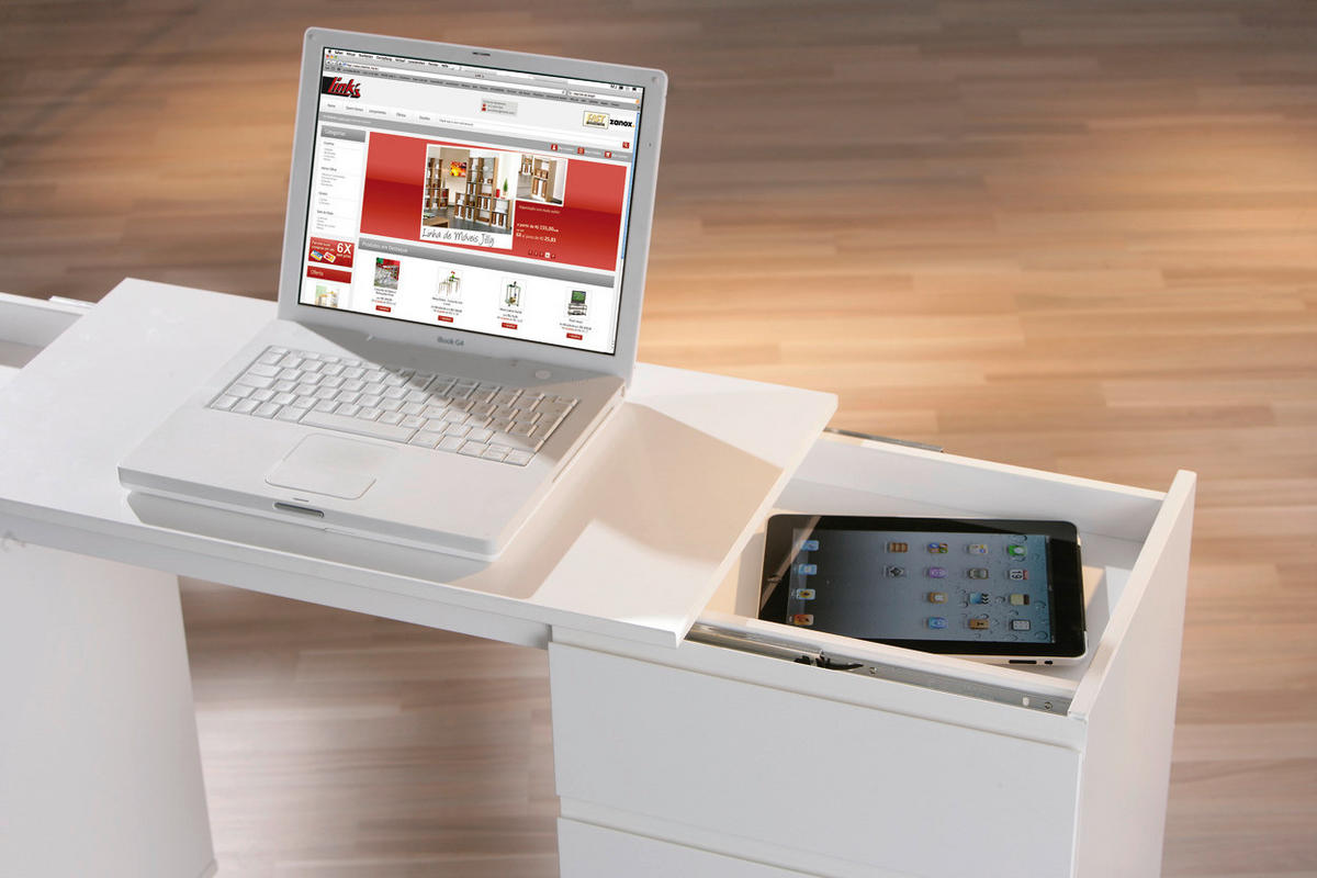 Schreibtisch Laptop Office weiß B/H/T: ca. 66x72x37 cm Laptop Office - weiß (66,00/72,00/37,00cm) - Inter Link