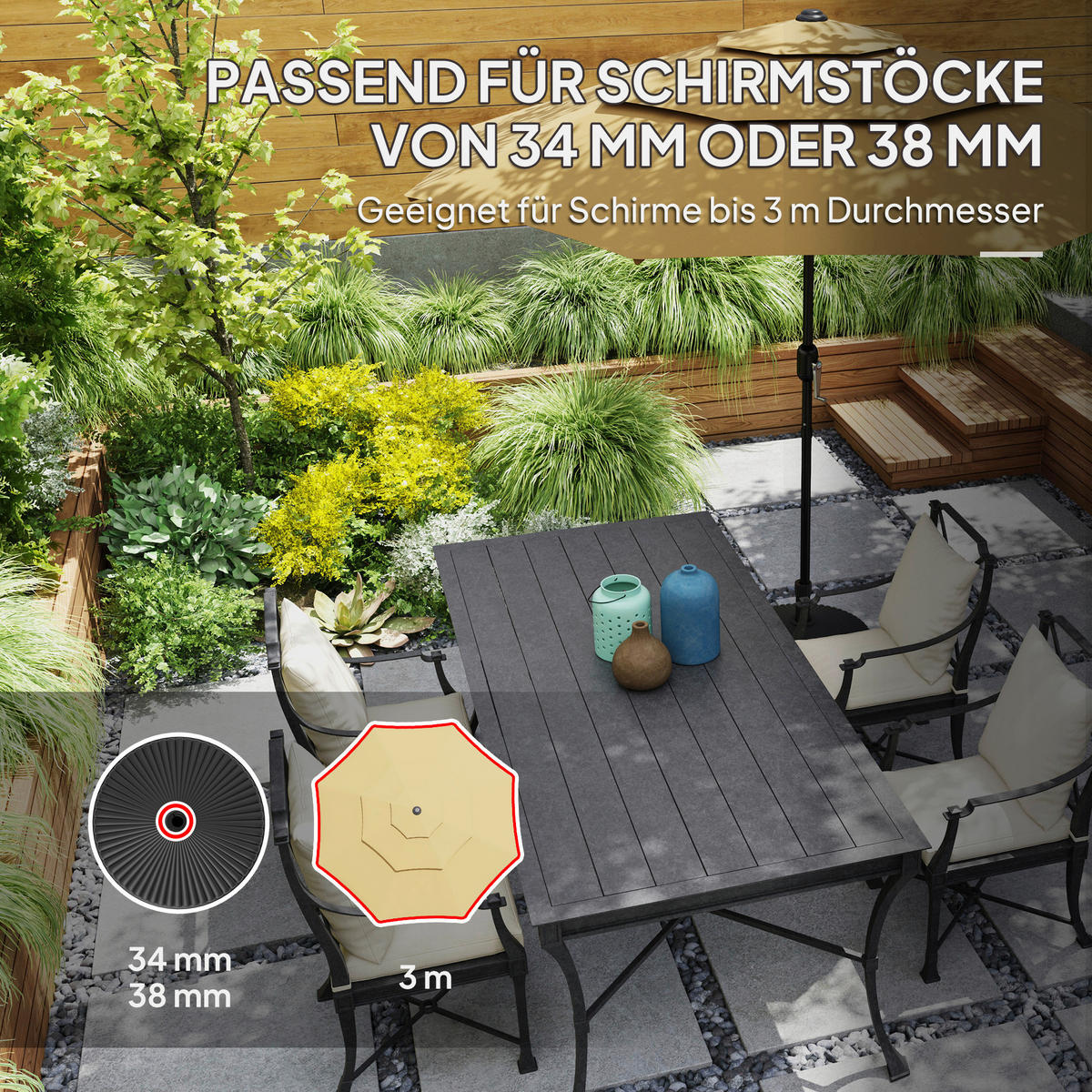 Outsunny Schirmständer schwarz Kunststoff B/H/L: ca. 55x30x55 cm Schirmständer - schwarz (55,00/55,00/30,00cm) - Outsunny