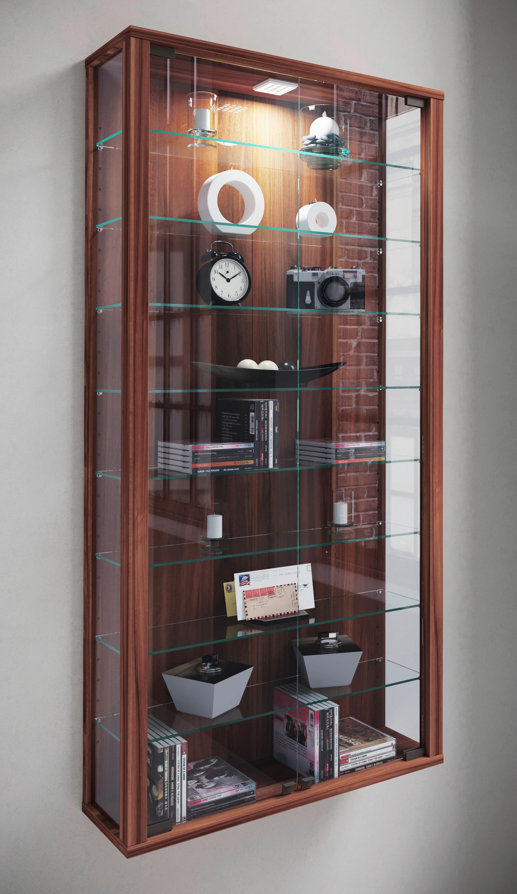 Vitrine Vitrosa Maxi nussbaum Nachbildung Holzwerkstoff Glas B/H/T: ca. 59x113x18 cm Vitrosa Maxi - nussbaum (59,00/113,00/18,00cm) - VCM Möbel
