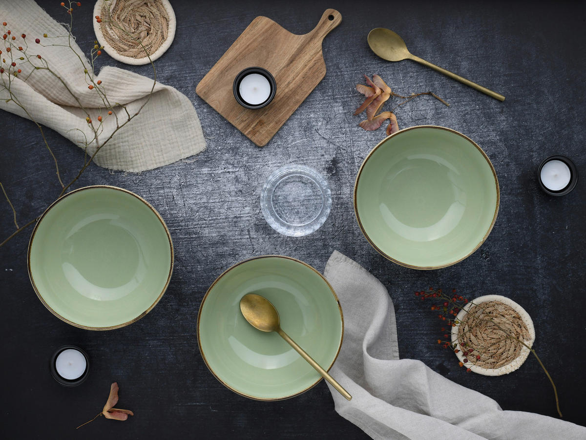CreaTable Schüssel-Set Nature Collection Green grün Steinzeug Nature Collection Green - grün - CreaTable
