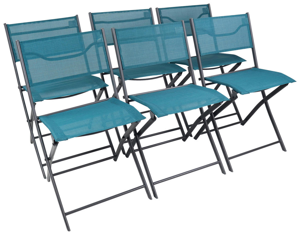VCM Gartenstuhl 6er Set Sumila türkis Metall B/H/L: ca. 45x79x46 cm Sumila - türkis (46,00/45,00/79,00cm) - VCM