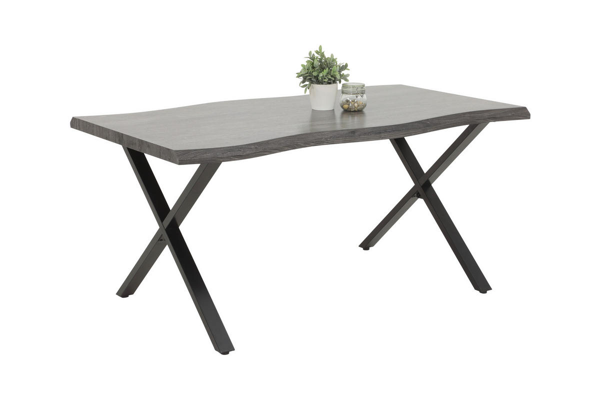 Esstisch Gerda grau Akazie Nachbildung B/H/T: ca. 140x76x90 cm Gerda - schwarz/grau (140,00/76,00/90,00cm)