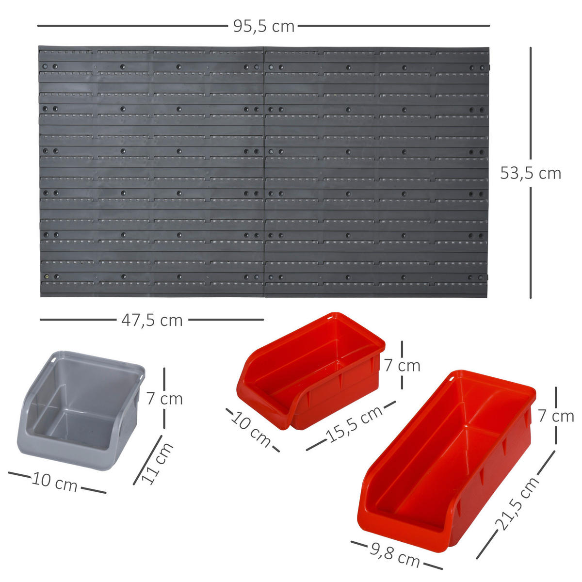Werkzeugwand-Set 44-teilig rot B/H/T: ca. 64x96x23 cm Werkzeugwand-Set 44-teilig - rot/grau (64,00/96,00/23,00cm) - DURHAND
