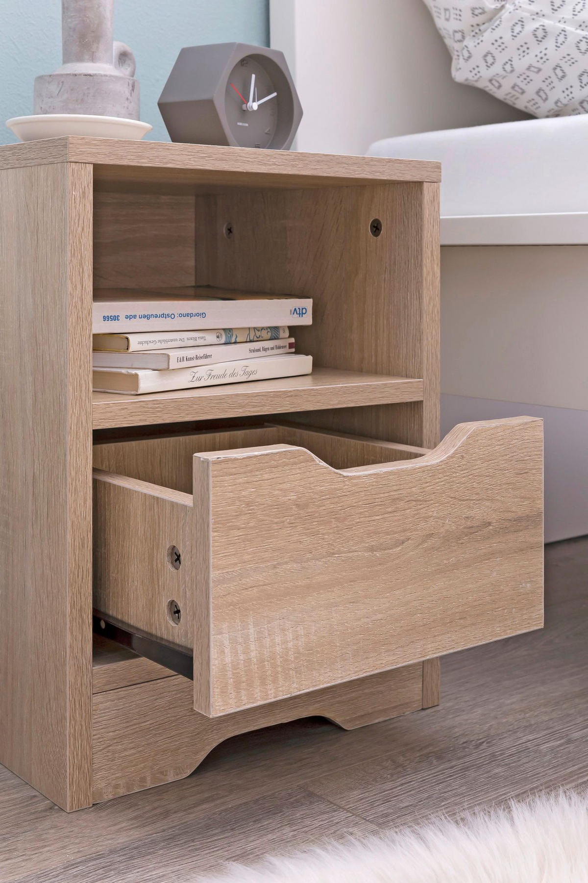 Nachtkonsole Sonoma Nachbildung B/H/T: ca. 31x43x31 cm Nachtkonsole - (31,00/43,00/31,00cm) - Wohnling