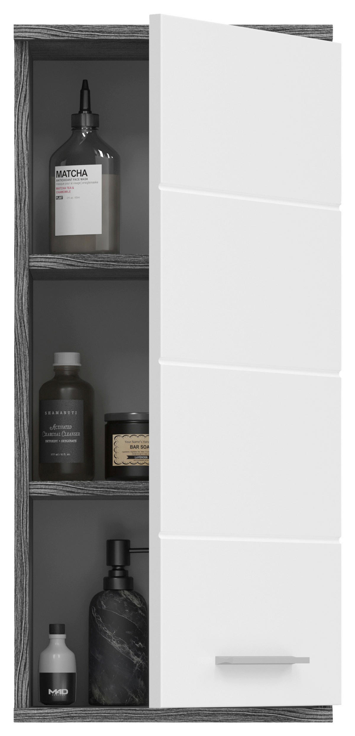 Hängeschrank BLAKE Rauchsilber Nachbildung weiß Hochglanz B/H/T: ca. 35x77x25 cm BLAKE - weiß (35,00/77,00/25,00cm) - xonox.home