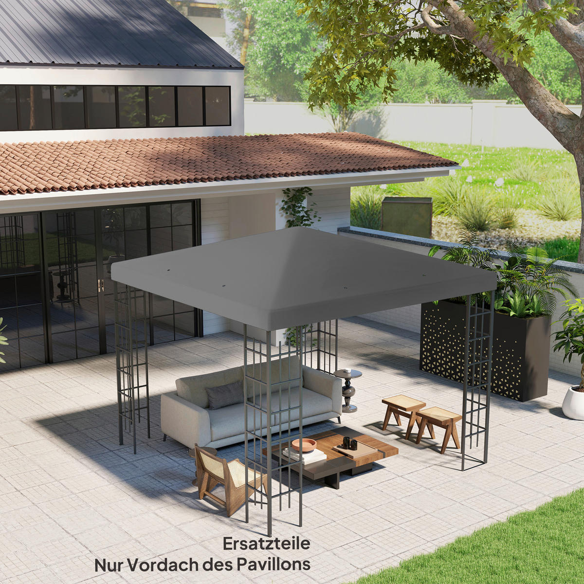 Outsunny Pavillondach dunkelgrau Metall B/H/L: ca. 298x1x298 cm Pavillondach - dunkelgrau (298,00/298,00/1,00cm) - Outsunny