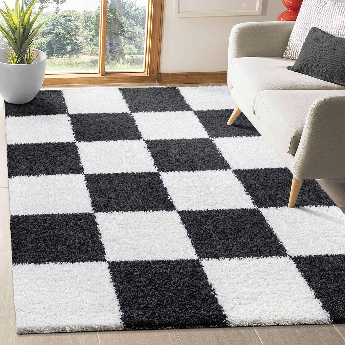 Sanat Hochflorteppich MILANO schwarz B/L: ca. 60x110 cm MILANO - schwarz (60,00/110,00cm) - Sanat