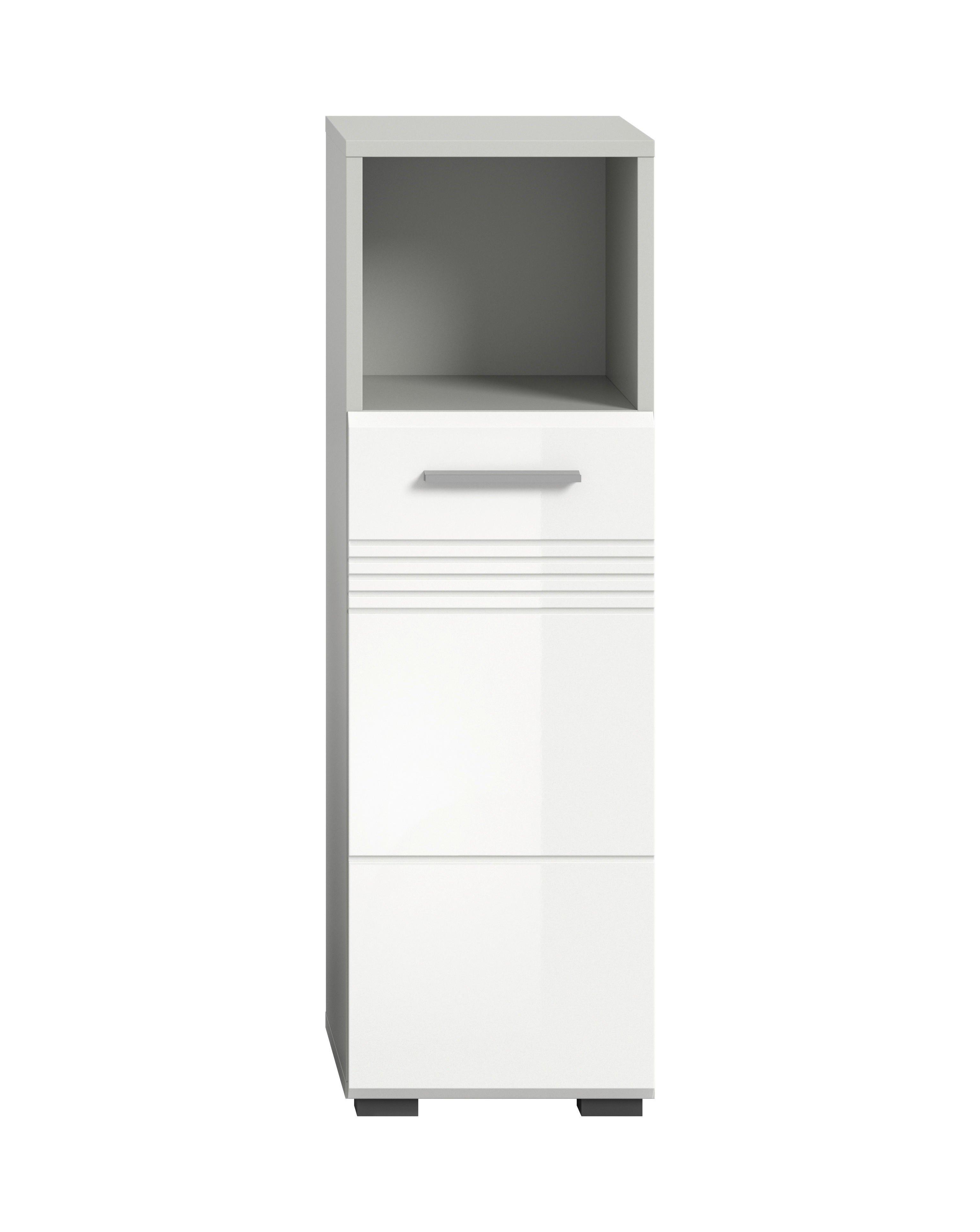 Schrank Copa hellgrau weiß Hochglanz B/H/T: ca. 30x95x30 cm Copa - hellgrau/weiß (30,00/95,00/30,00cm) - xonox.home