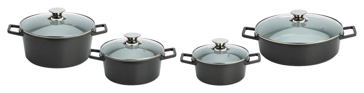 POCOline Topfset schwarz Aluminium 8 tlg. Topfset_8tlg. - schwarz (54,00/31,50/16,50cm) - POCOline