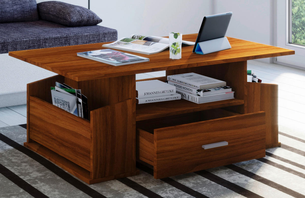Couchtisch Junata nussbaum Nachbildung B/H/T: ca. 110x44x52 cm Junata - nussbaum (110,00/44,00/52,00cm) - VCM Möbel