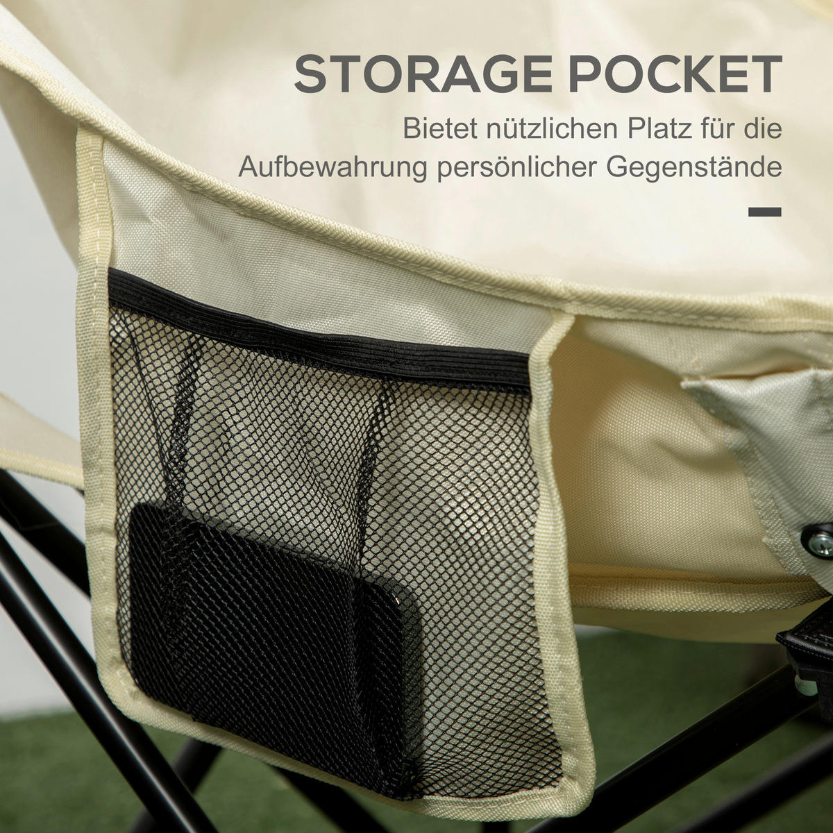 Outsunny Campingstuhl weiß Stoff B/H/L: ca. 54x66x61 cm Campingstuhl - weiß (61,00/54,00/66,00cm) - Outsunny