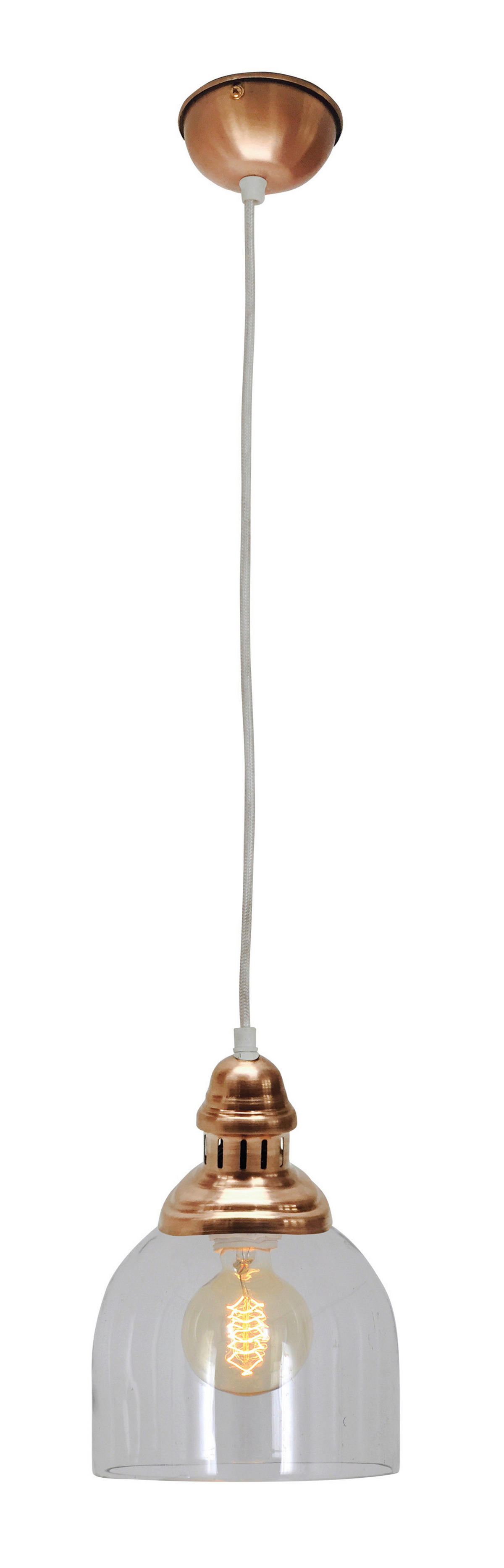 Näve Leuchten Pendelleuchte 6074147 Kupfer Glas Metall B/H/T: ca. 18,5x110x18,5 cm E27 1 Brennstellen Mumbai - Kupfer (18,50/110,00/18,50cm) - Näve Leuchten