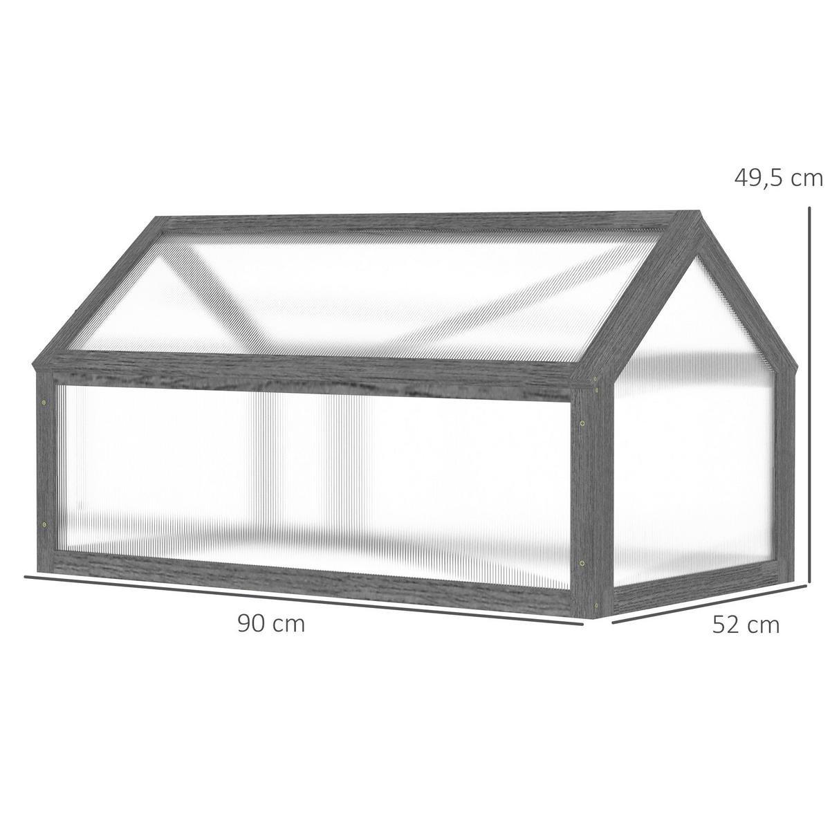 Outsunny Gewächshaus B/H/L: ca. 52x49,5x90 cm Gewächshaus - grau (90,00/52,00/49,50cm) - Outsunny