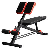 HOMCOM Trainingsbank schwarz Edelstahl B/H/T: ca. 64x85x146 cm Multifunktionale_Trainingsbank - rot/schwarz (64,00/85,00/146,00cm) - HOMCOM