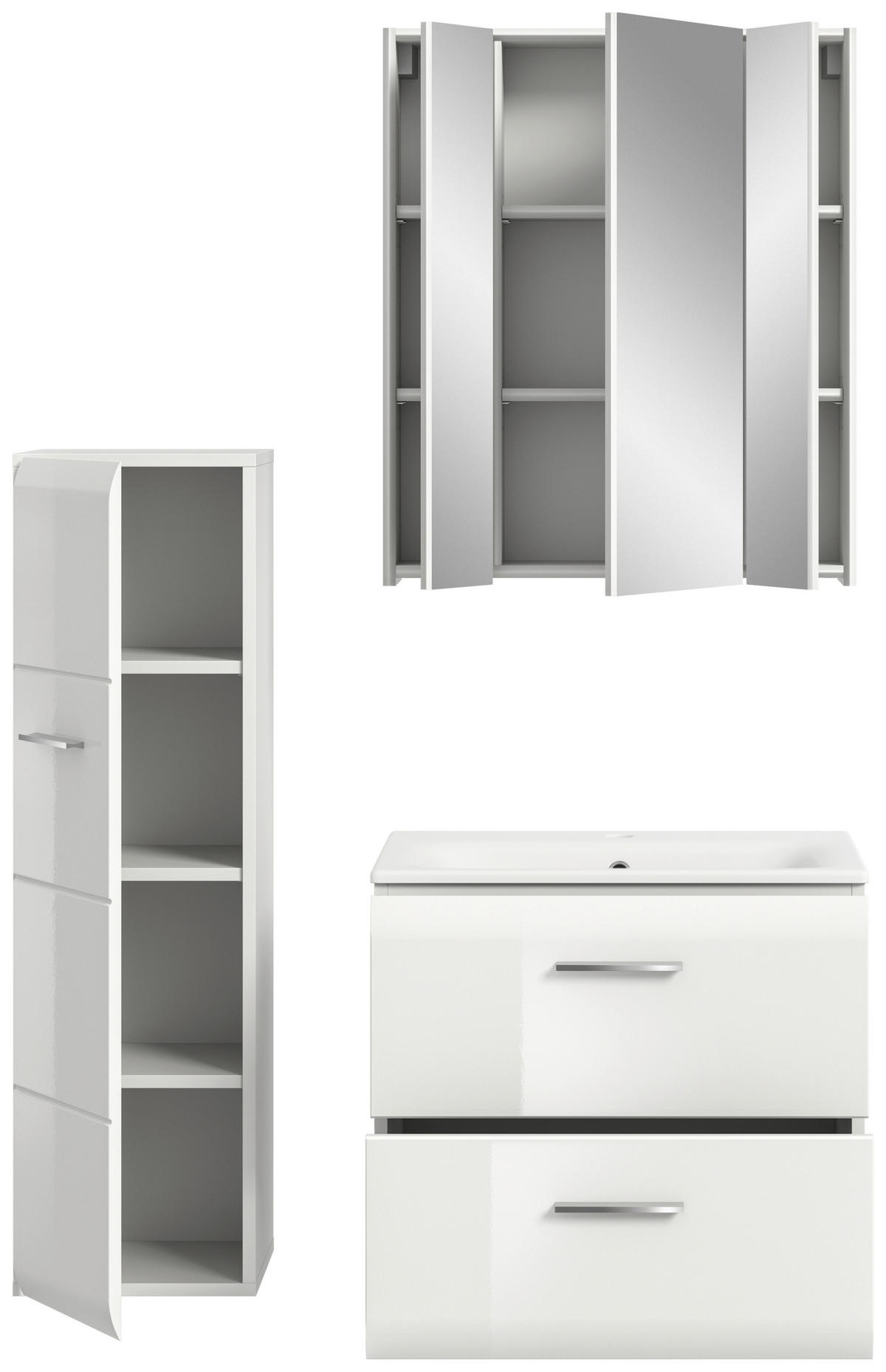 Badezimmer-Set Ice weiß weiß Hochglanz B/H/T: ca. 105x185x46 cm Ice - weiß (105,00/185,00/46,00cm) - xonox.home