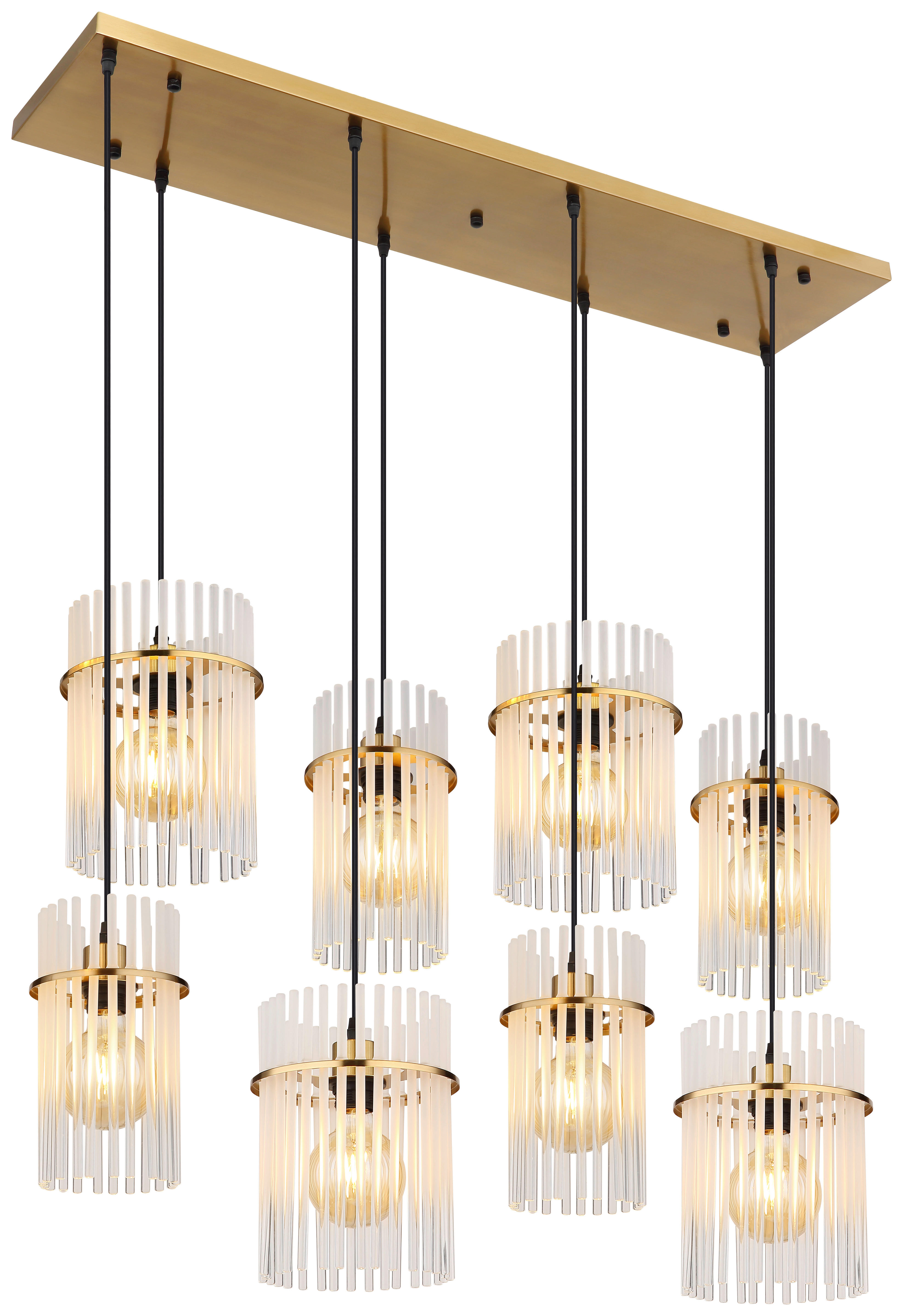 GLOBO Hängeleuchte klar Opal gold Metall Glas B/H/L: ca. 38x125x110 cm E27 8 Brennstellen GORLEY - gold/klar (110,00/38,00/125,00cm) - GLOBO
