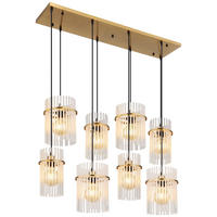 GLOBO Hängeleuchte klar Opal gold Metall Glas B/H/L: ca. 38x125x110 cm E27 8 Brennstellen GORLEY - gold/klar (110,00/38,00/125,00cm) - GLOBO