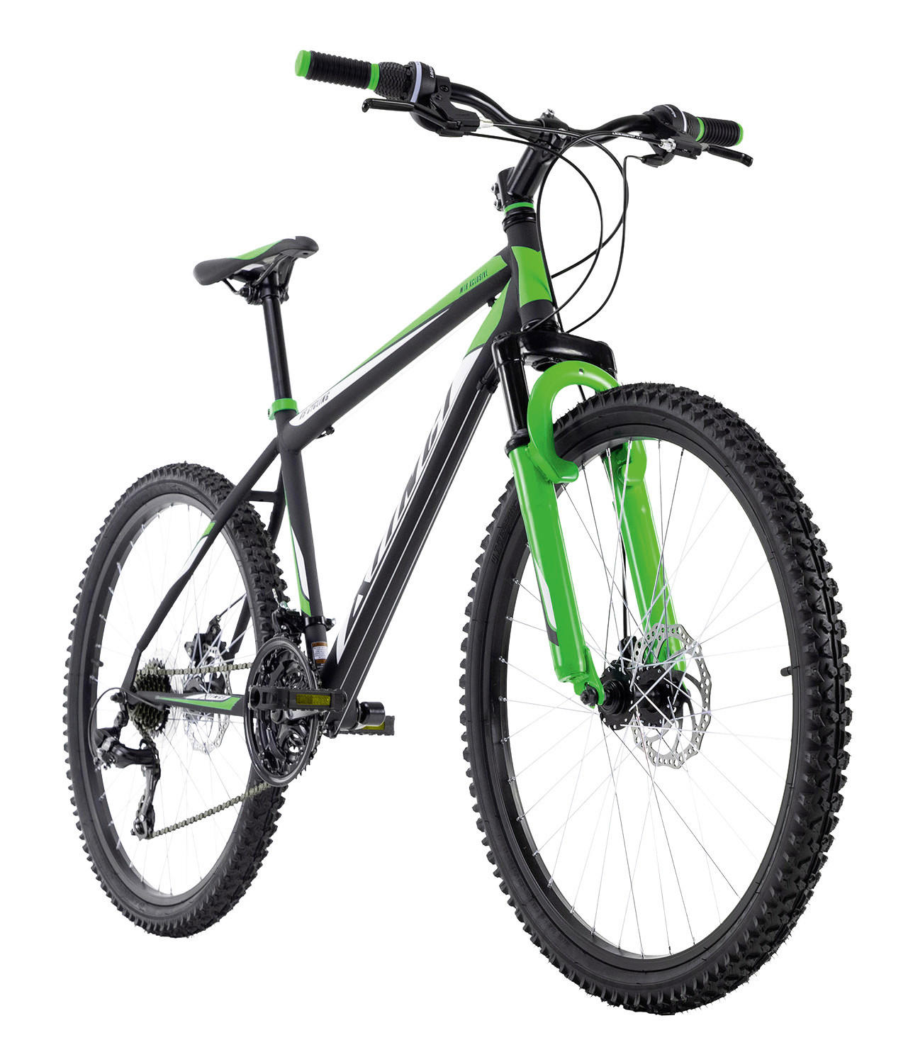 KS-Cycling Mountain-Bike Hardtail Xtinct schwarz ca. 26 Zoll Xtinct - schwarz/grün (42,00cm) - KS-Cycling