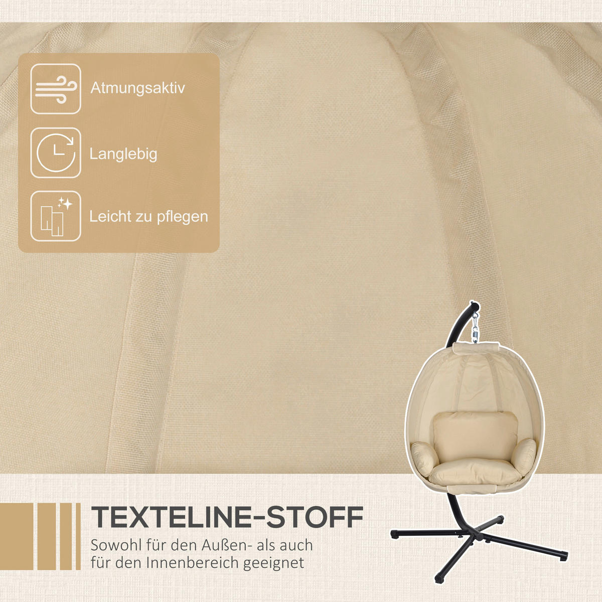 Outsunny Hängesessel khaki Polyester B/H/L: ca. 95x170x125 cm Hängesessel - khaki (125,00/95,00/170,00cm) - Outsunny