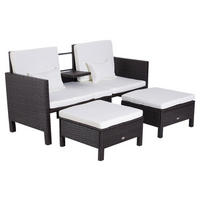 Outsunny Loungeset schwarz Polyrattan Loungeset_3tlg. - weiß/schwarz - Outsunny