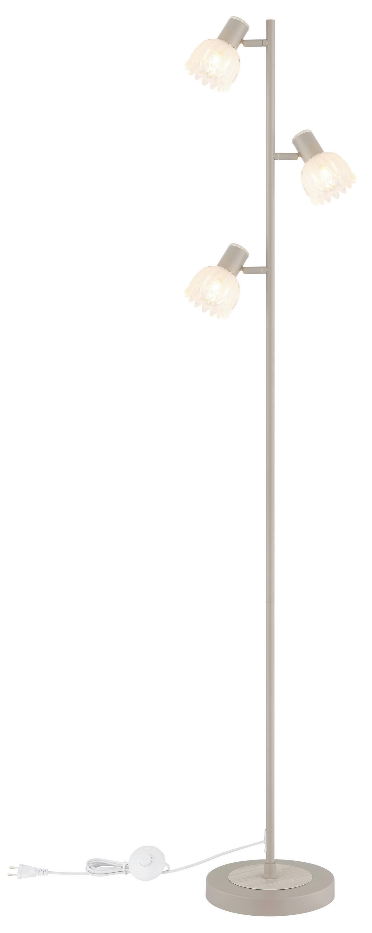 GLOBO Stehleuchte sand Glas Metall B/H/L: ca. 12x60x26 cm 3 Brennstellen Stehleuchte-Planta - sand (26,00/12,00/60,00cm) - GLOBO