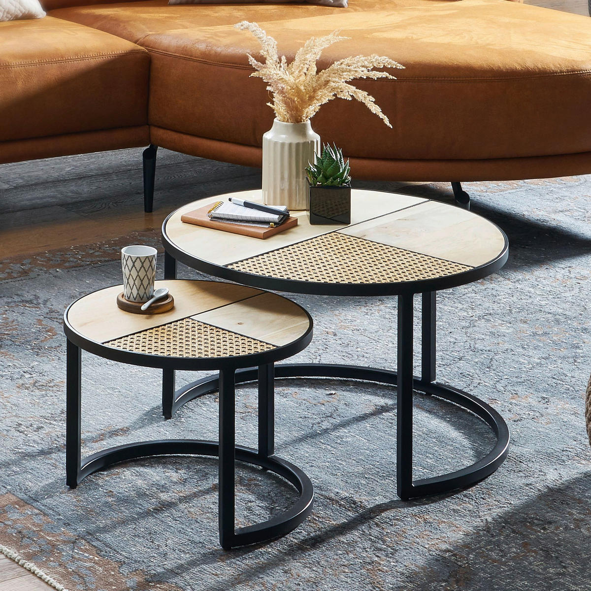 Couchtisch 2er-Set. braun B/H/T: ca. 60x37x60 cm 2er-Set. - braun (60,00/37,00/60,00cm) - Wohnling