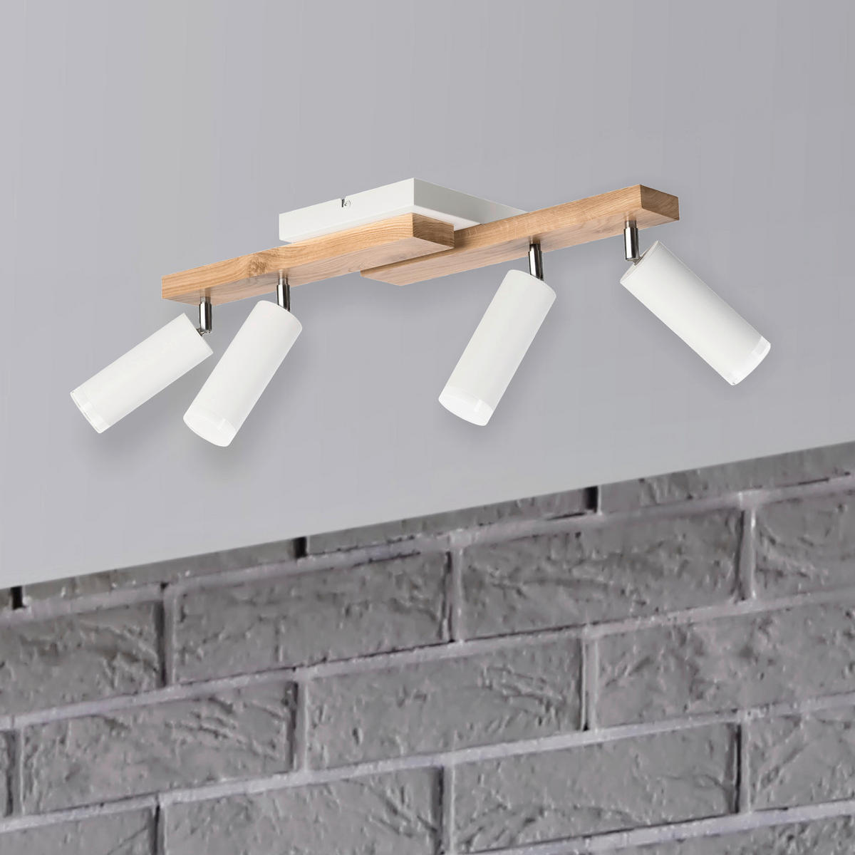 Lamkur Deckenleuchte weiß Holz B/H/L: ca. 20x23,5x64 cm 4 Brennstellen MATTE - weiß (64,00/20,00/23,50cm) - Lamkur