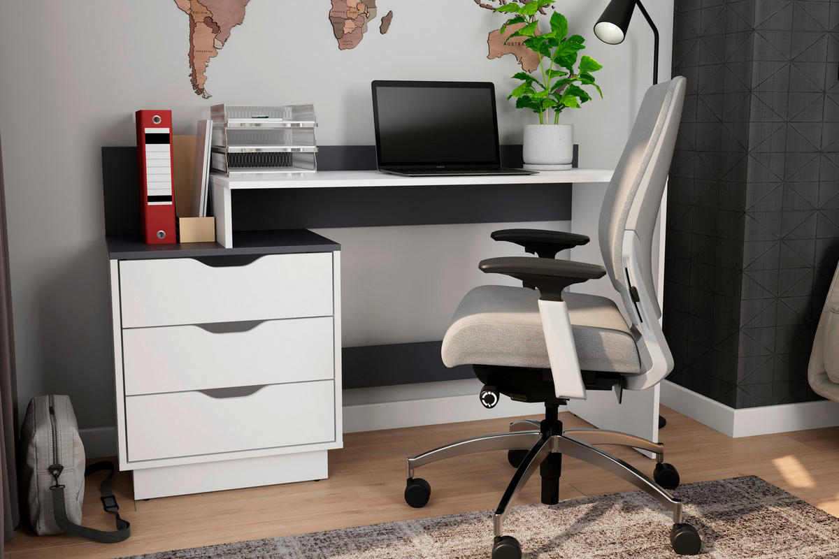 Schreibtisch BELFAST weiß anthrazit B/H/T: ca. 138x83,5x51,5 cm BELFAST - weiß/anthrazit (138,00/83,50/51,50cm) - byLIVING