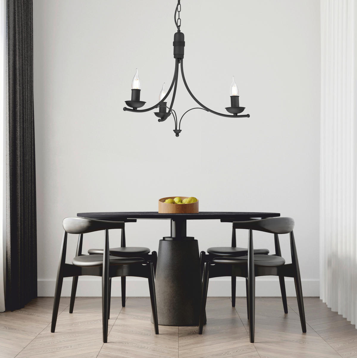 Lamkur Pendelleuchte LUCY 44088 schwarz Stahl H/L: ca. 100x50 cm E14 3 Brennstellen Lucy - schwarz (50,00cm) - Lamkur