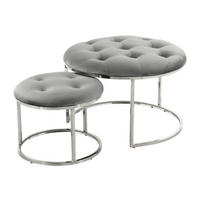 360 Living Hocker Becky 800 2er grau silber Samt Metall H/D: ca. 41x60 cm Becky 800 2er - silber/grau (60,00/41,00cm) - 360 Living