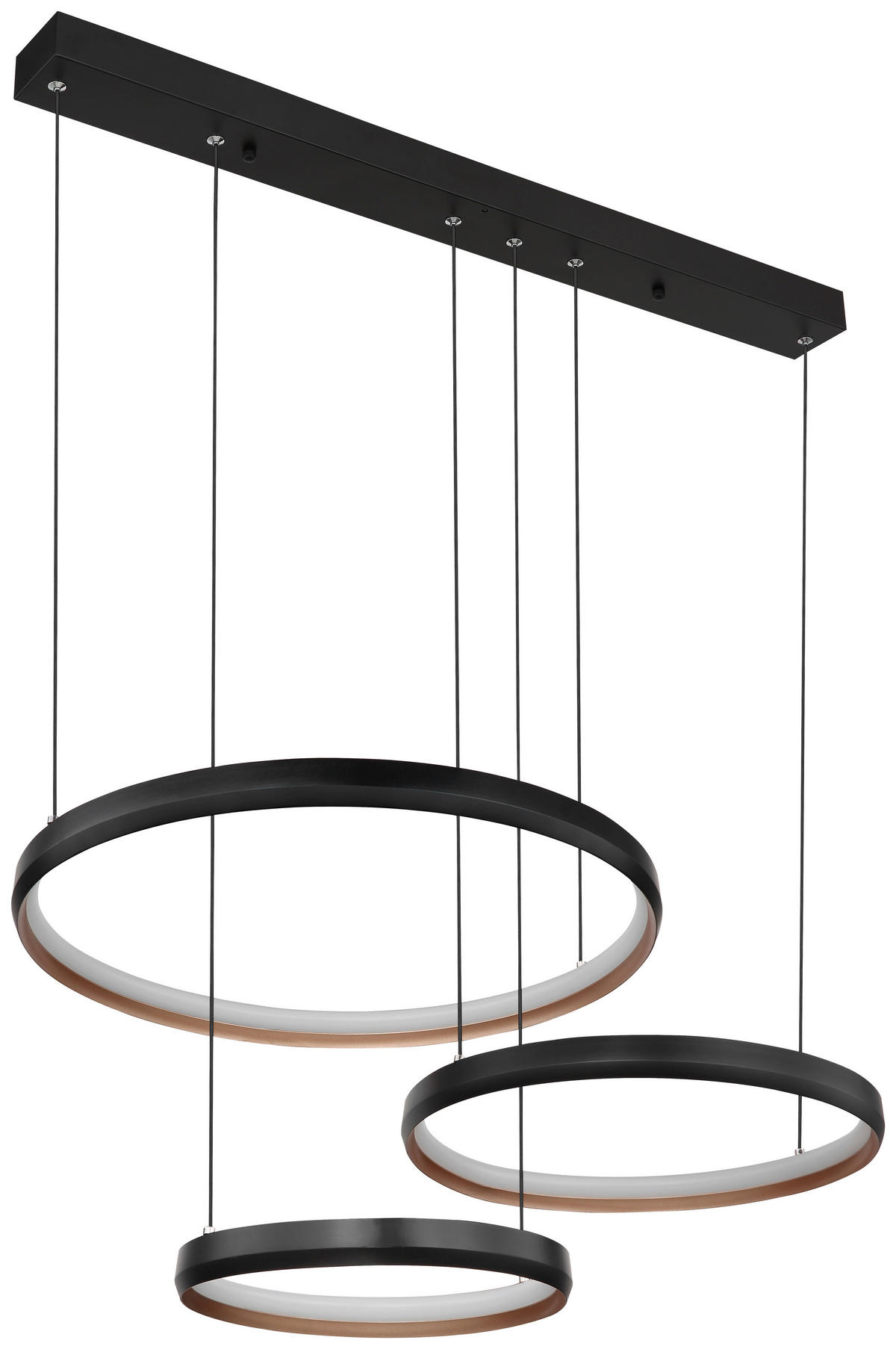 GLOBO Pendelleuchte  67193-55H Halli gold Opal schwarz Acryl Metall B/H/L: ca. 50,3x150x76,7 cm null 3 Brennstellen Halli - gold/schwarz (76,70/50,30/150,00cm) - GLOBO