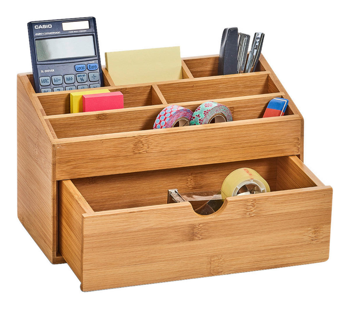 Zeller Organizer natur Bambus B/H/L: ca. 26x15x13 cm Organizer_mit_Schubfach - natur (13,00/26,00/15,00cm) - Zeller