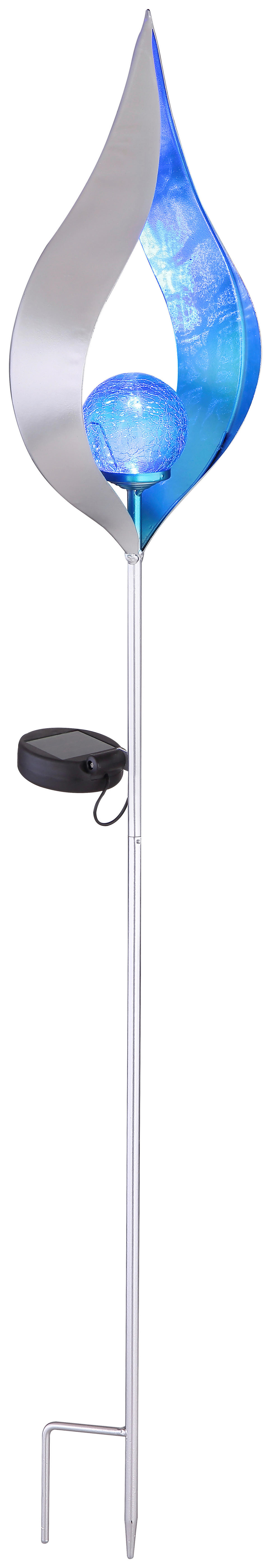 Solarleuchte 33467B silber blau Metall Glas H: ca. 90 cm LED-Solarleuchte_Solar - blau/silber (90,00cm) - GLOBO