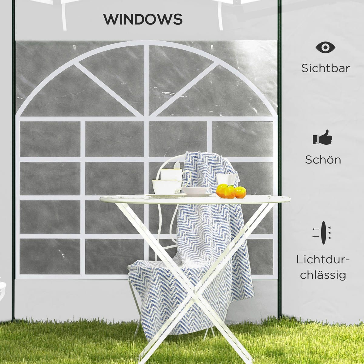 Outsunny Pavillon-Seitenwände weiß Polyester H/L: ca. 195x295 cm Pavillon-Seitenwände - weiß (295,00cm) - Outsunny