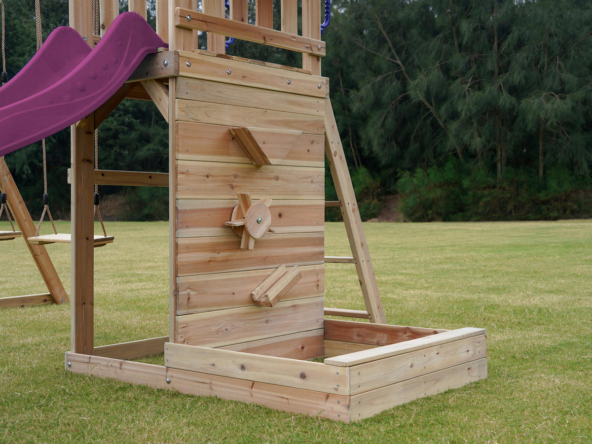 AXI Spielturm Malik braun B/H/L: ca. 345x270x336 cm Malik - lila/braun (336,00/345,00/270,00cm) - AXI