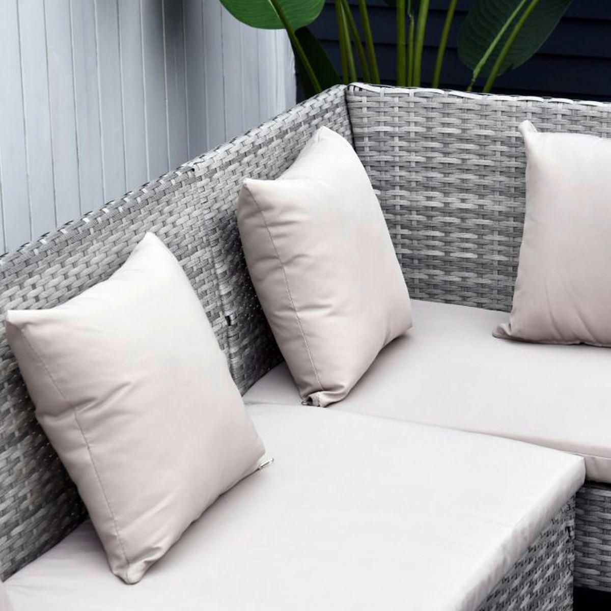 Outsunny Gartensitzgruppe grau Polyrattan B/H/L: ca. 142x75x125 cm Gartensitzgruppe - creme/grau (125,00/142,00/75,00cm) - Outsunny