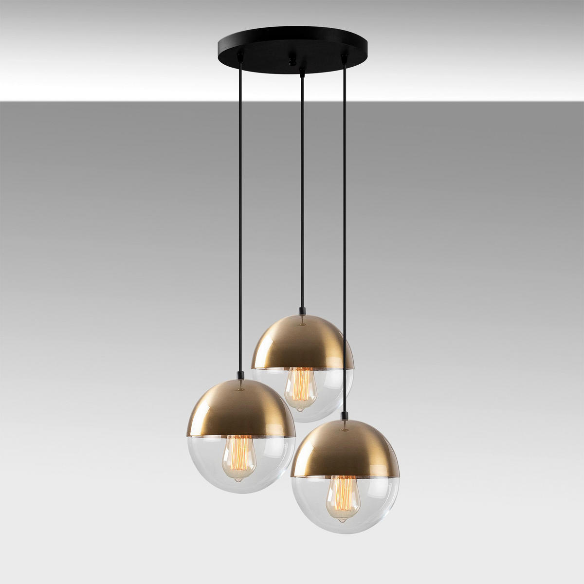 Opviq Pendelleuchte Bastos-6156 Metall Glas B/H/T/L/D: ca. 44x111x44x44x44 cm E27 3 Brennstellen Bastos - (44,00/44,00/111,00cm) - Opviq