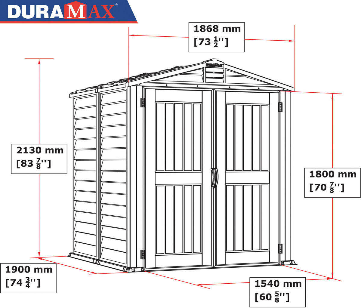 VCM Gerätehaus grau B/H/L: ca. 186x213x190 cm Gerätehaus mit Drehtür - grau (190,00/186,00/213,00cm) - VCM