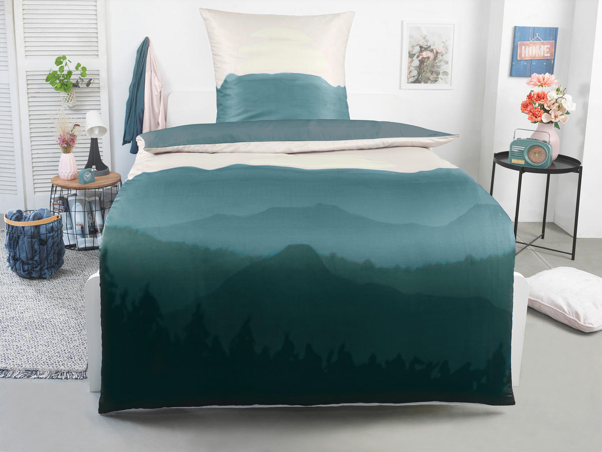 Microfaser Bettwäsche Wendebettwäsche_Microfaser_Sundown - beige/grün (135,00/200,00cm) - beau rêve