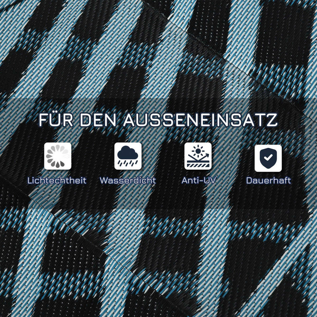 Outsunny Outdoor-Teppich schwarz B/H/L: ca. 274x182x0,3 cm Outdoor-Teppich - blau/schwarz (0,30/274,00/182,00cm) - Outsunny