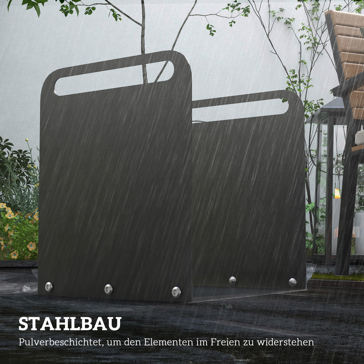Outsunny Kaminholzregal schwarz B/H/L: ca. 30x36x36,5 cm Kaminholzregal - schwarz (36,50/30,00/36,00cm) - Outsunny