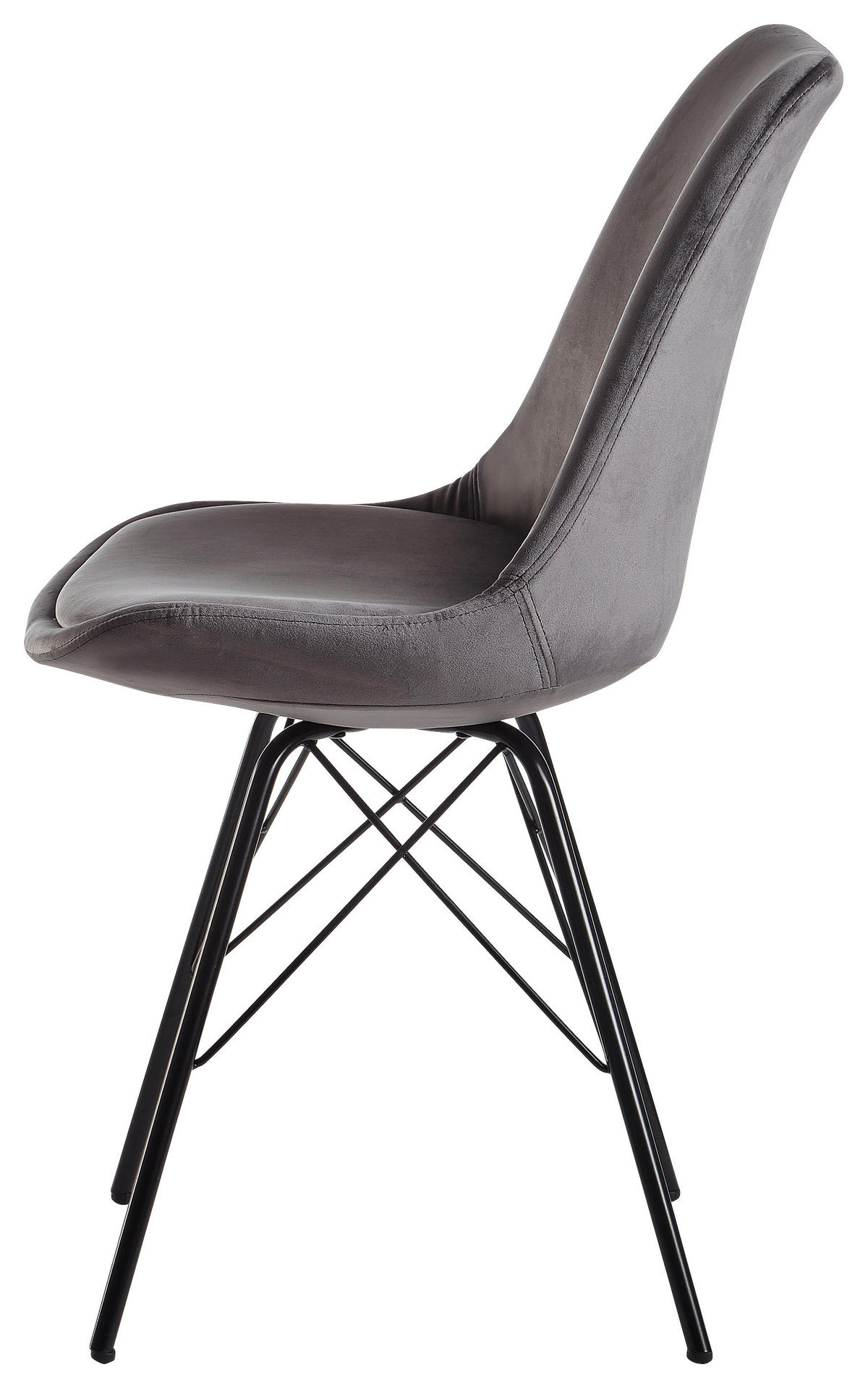 Stuhl 2er.-Set. grau Samt Eisen B/H/T: ca. 58x86x48 cm 2er.-Set. - grau (58,00/86,00/48,00cm) - Wohnling