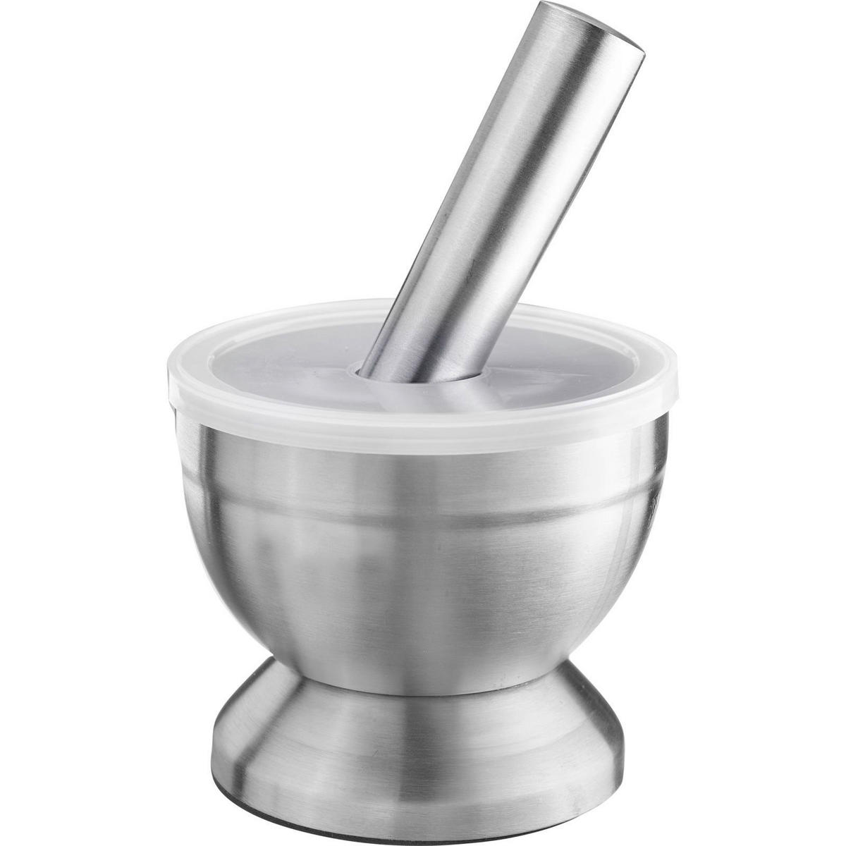 Westmark Mörser mit Deckel silber Edelstahl D: ca. 10 cm Mörser_mit_Deckel - silber (10,00cm) - Westmark