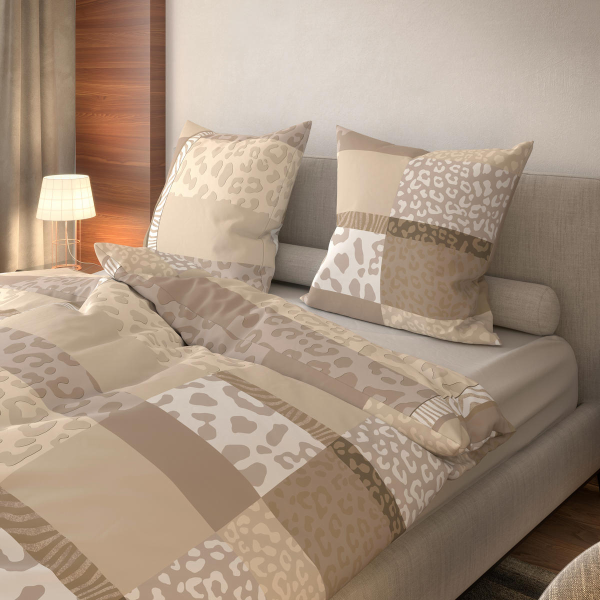 Baumwoll Bettwäsche Cotton touch Bettwäsche_Cotton-Touch Leo - beige/braun (135,00/200,00cm) - Sensation
