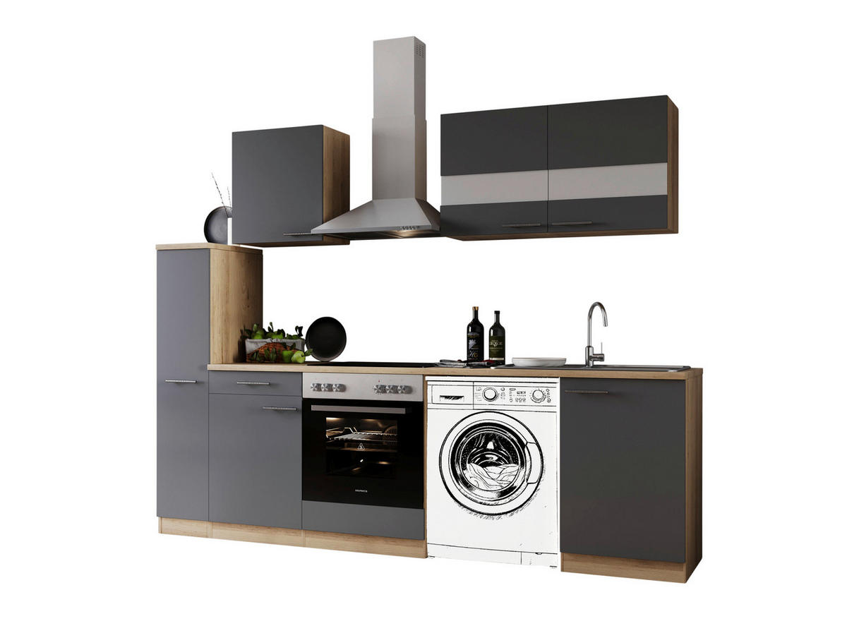 Respekta Küchenblock Merle grau B/H/T: ca. 250x200x60 cm Merle - Eiche/grau (250,00/200,00/60,00cm) - Respekta