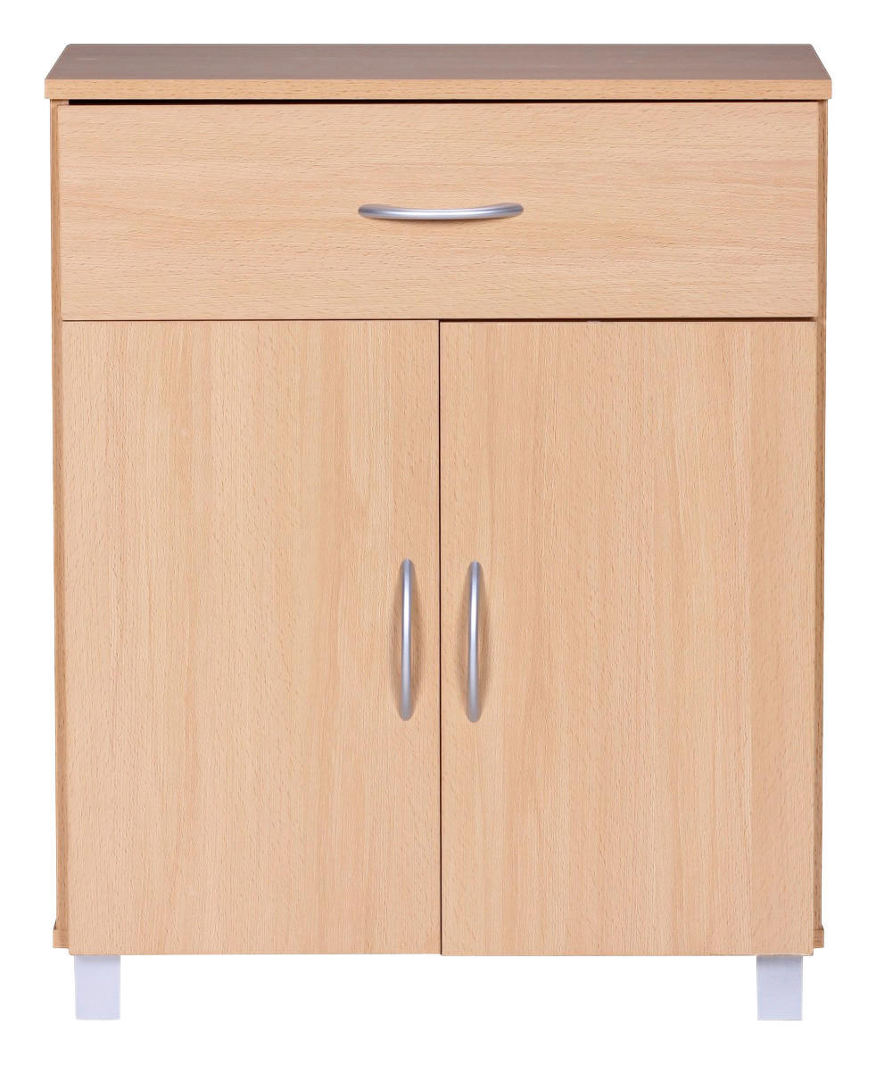 Sideboard buche Nachbildung silber B/H/T: ca. 60x75x30 cm Sideboard - buche/silber (60,00/75,00/30,00cm) - Wohnling