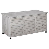 Outsunny Gartentruhe mit Stauraum grau Holz B/H/L: ca. 56x60x127 cm Gartentruhe mit Stauraum - grau (127,00/56,00/60,00cm) - Outsunny