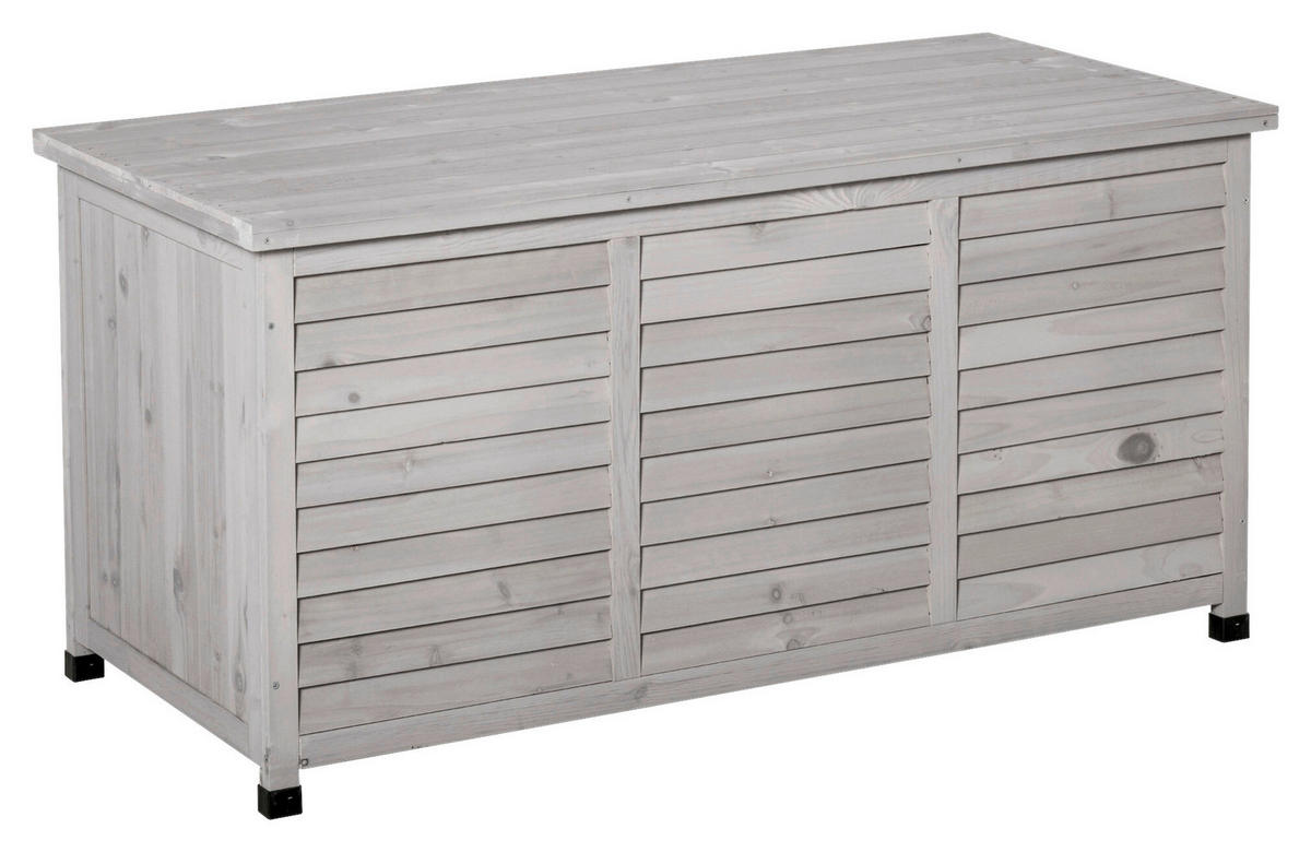 Outsunny Gartentruhe mit Stauraum grau Holz B/H/L: ca. 56x60x127 cm Gartentruhe mit Stauraum - grau (127,00/56,00/60,00cm) - Outsunny