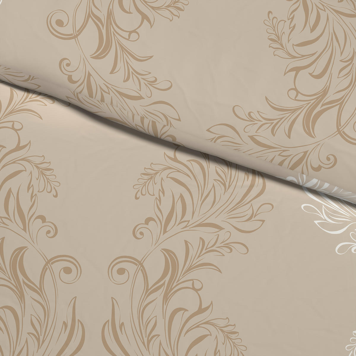 Baumwoll Bettwäsche Biber Bettwäsche_Biber_Catharina 155x220 - sand/taupe (155,00/220,00cm) - beau rêve